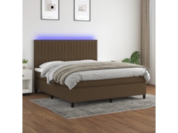 Cama Box Spring C/ Colchão/led 160x200cm Tecido Castanho-escuro