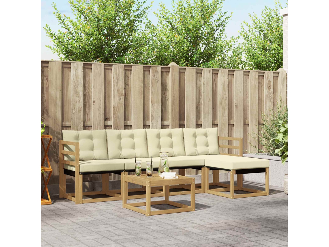 Vidaxl Conjunto De Sofás Para Exterior 6 Unid. Branco E Creme