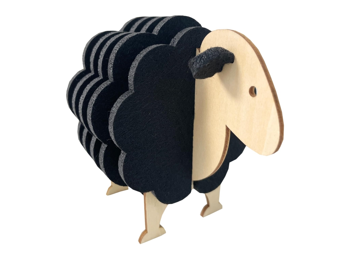 Conjunto De 6 Bases Copos – Tapetes Resistentes Calor – Antiderrapantes – Tecido Não Tecido – Preto – 14,5×10×11,5 Cm