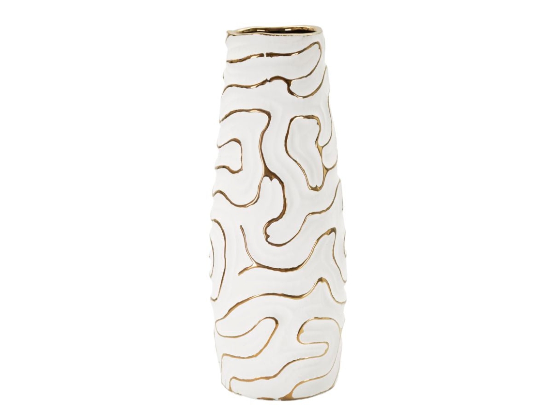 Vaso Lia Cm Ø 14,5x39,5 Único / Branco Dourado