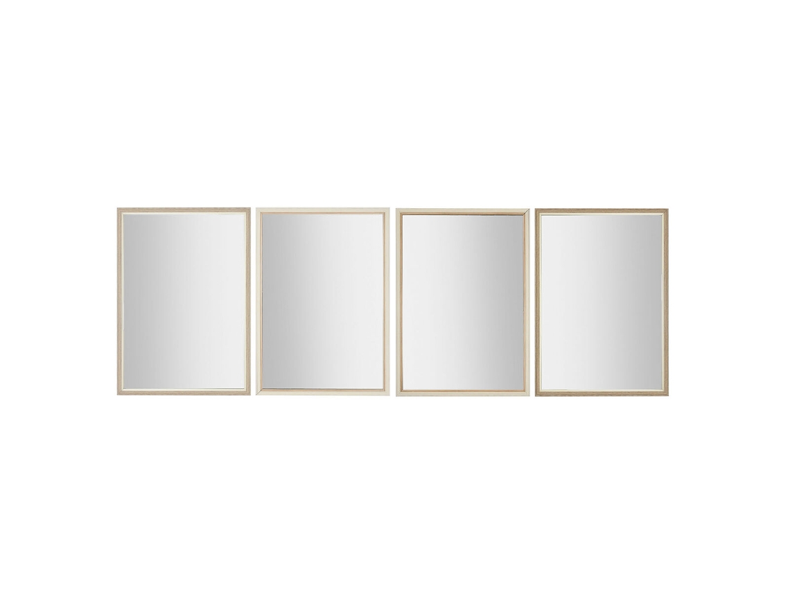 Espelho de Parede Home Esprit Branco Marrom Bege Cinza 66 x 2 x 92 cm 70 x 2 x 97 cm (4 Unidades)