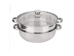 Utensílio de Cozinha 28Cm/11 0 Caçarola a Vapor de Aço Inoxidável de 2 Camadas com Rack para Cozinhar a Vapor HURRISE