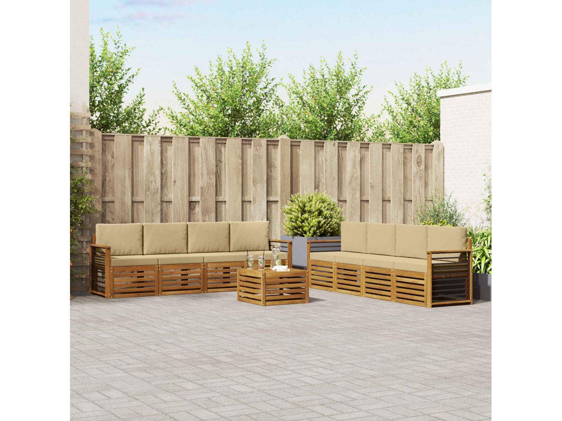 Vidaxl Conjunto De Sofás Para Exterior 9 Unid. Natural E Bege