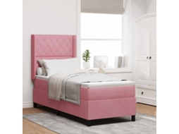 Vidaxl Cama Box Com Colchão Com Led Rosa 80 X 200 Cm Veludo