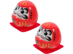 Conjunto 2 Bonecas Cerâmica Vermelho Elegante Ornamento Decorativo Jantar Decoração Única Clássica Ambiente GOKOCO