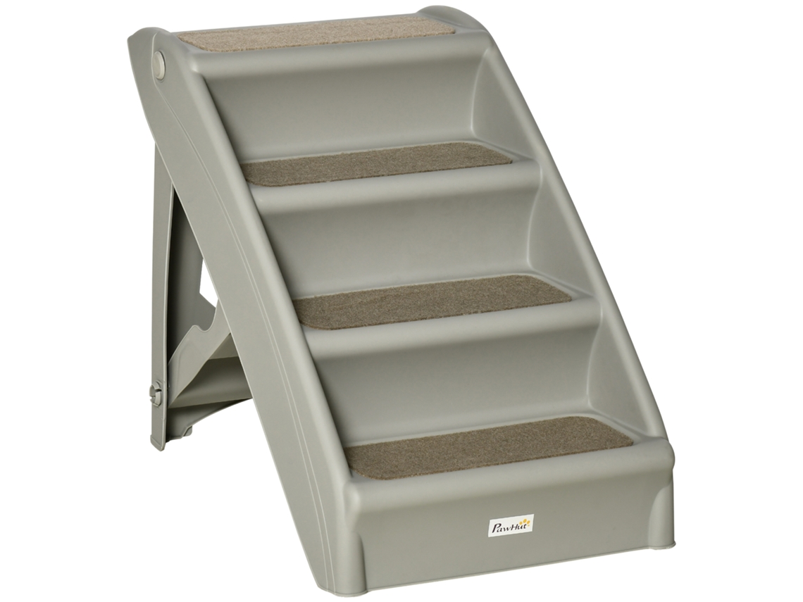 Degrau Portátil Cor Cinza, Tapetes Antiderrapantes, Carga Máxima 20 Kg, 62x38x49,5 Cm, Acesso A Sofá