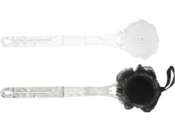 Lurelia Kit De 2 Buchas Vegetais De Banho De Cuidado Corporal, Dupla Face, Pega Ergonómica E Cor Preto E Branco