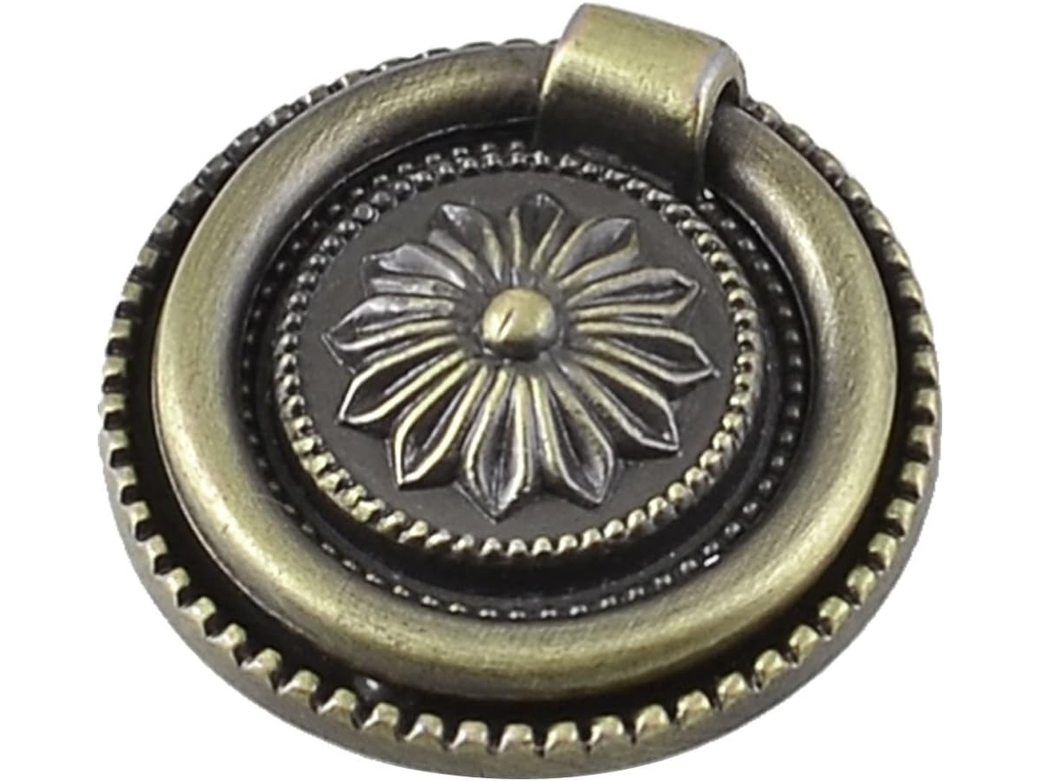 Ferragens E Fechaduras Para Portas Aexit Em Tom Bronze Com Padrão Floral, Puxador De Porta Em Anel, 3cm De Diâmetro