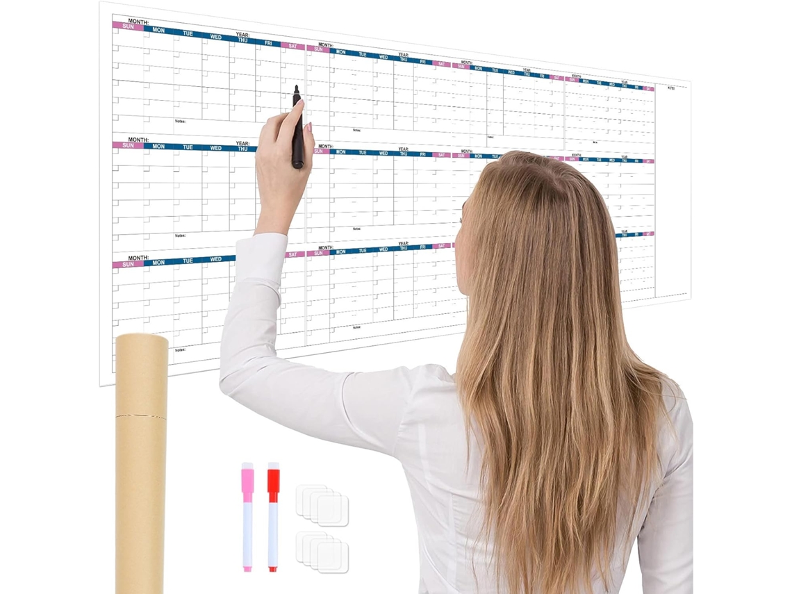 Planejador De Horários Sem Data Para 12 Meses, Organizador Reutilizável, Calendário De Parede Apagável