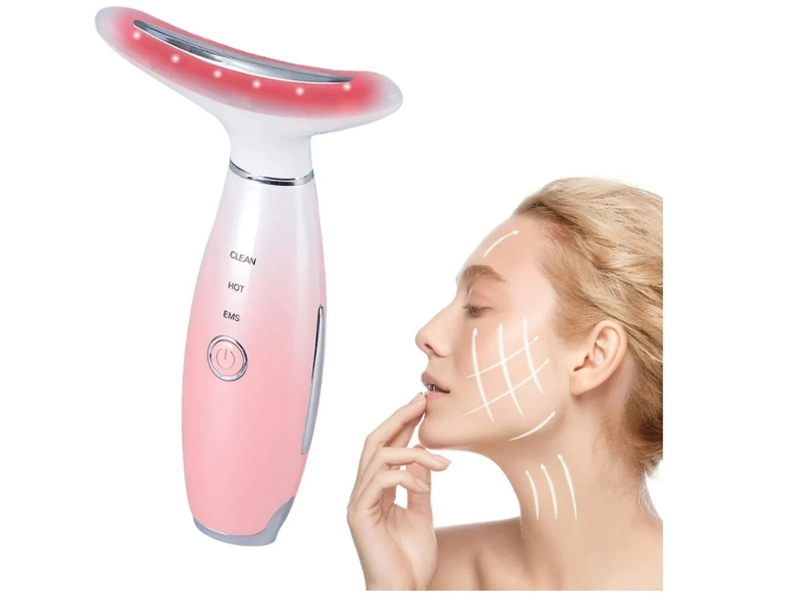 Massageador Facial Bestvite 3 Modos Microcorrente Face Lift Remoção De Rugas No Pescoço Anti Envelhecimento Rosa