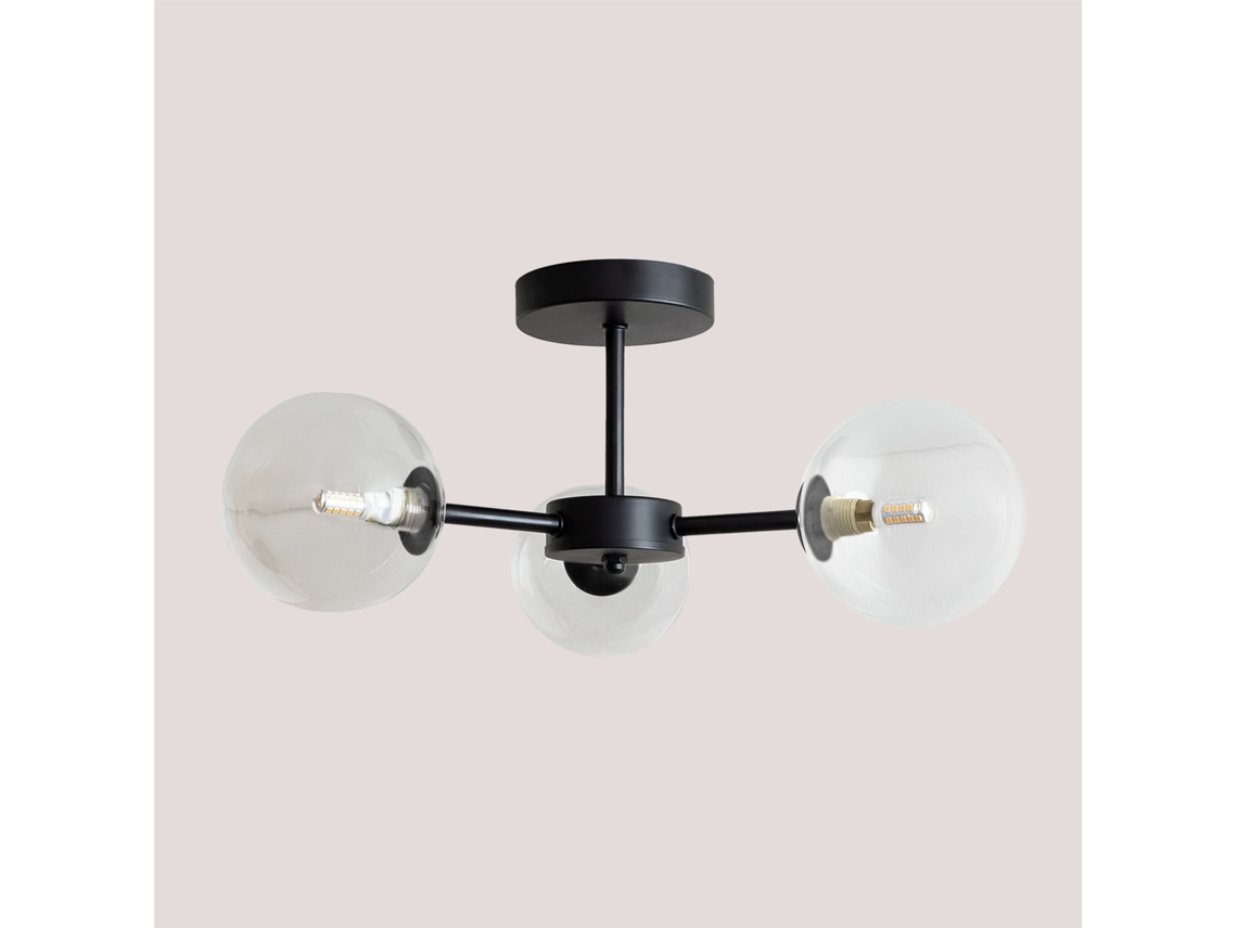 Aplique de Parede SKLUM (Ferro e Vidro - Preto - 20 cm)
