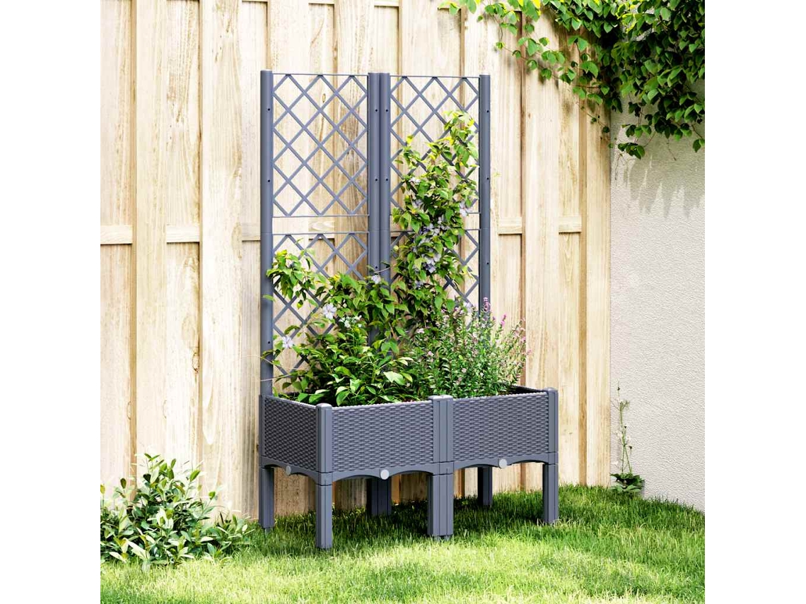Vidaxl Vaso/floreira De Jardim C/ Treliça 80x40x142 Cm Pp Cinzento Azul