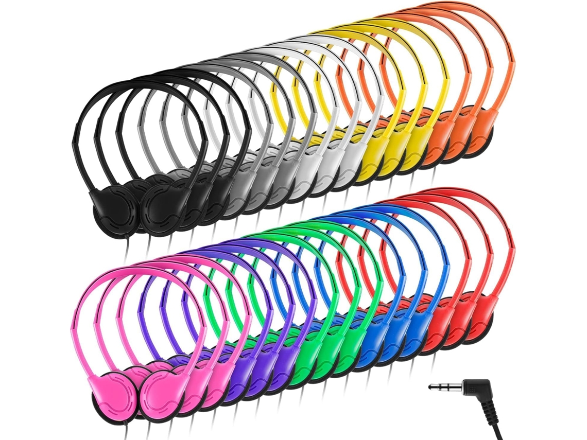Conjunto De 30-fones Ouvido Para Sala Aula, Ideais Para Crianças E Estudantes Fones De Ouvido Ajustáveis Com Conector 3