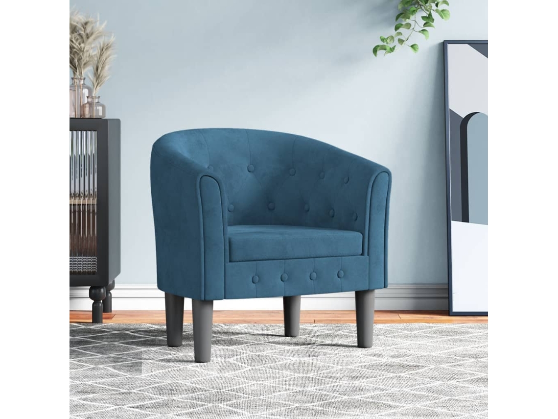 Vidaxl Poltrona Veludo Azul-escuro