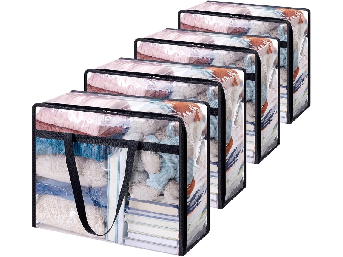 Conjunto De 4 Sacos Transparentes Para Guardar Roupas, 60l, 60x42x24cm