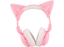 Fone De Ouvido Bluetooth Com Orelhas Gato, Led Fofo, Ajustável, Fio E