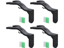 Conjunto De 4 Suportes De Parede 2 Em 1 Em Abs Para Capacetes, Permitindo Armazenar Capacetes E Chaves Com
