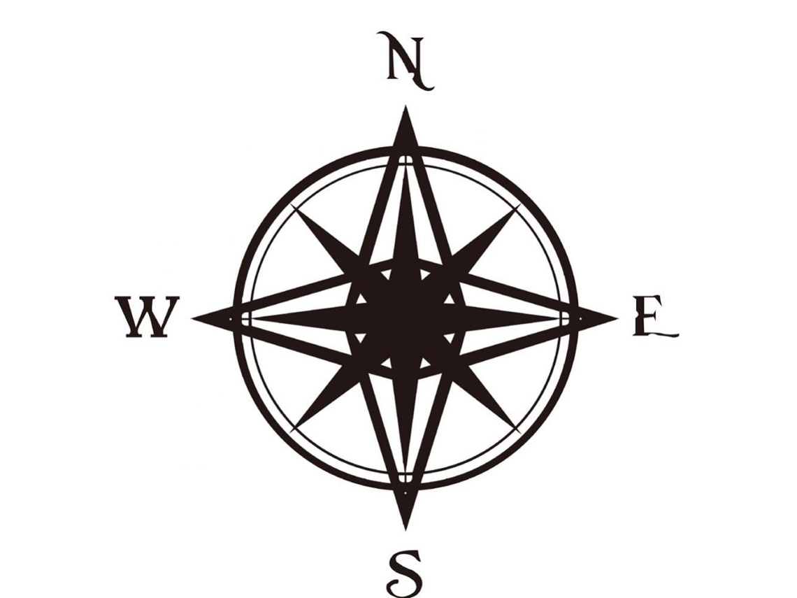 Adesivo de Parede Vinil Removível Compass para Sala de Estar Quarto Decor Home Art