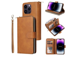 Capa Para Iphone 15 Pro Max Pele Sintética Com Porta-cartões Castanho