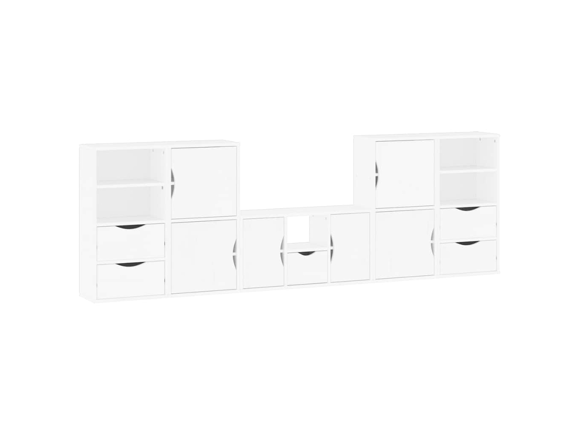 Conjunto 5 Unidade De Tv Com Armazenamento Vidaxl Branco Madeira De Pinho