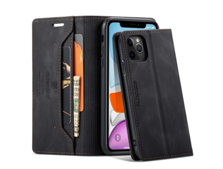 Capa Bloqueio Rfid Para Iphone 11 Pro Max Autspace Pele Sintética Preto