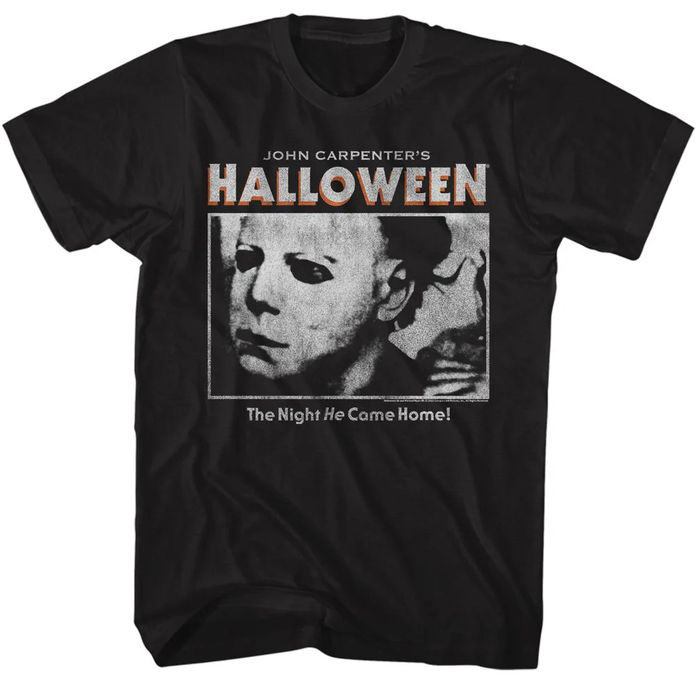 Unisex Adult T-shirt Rockinstone Halloween Movie Logo And Photo Black Sizem