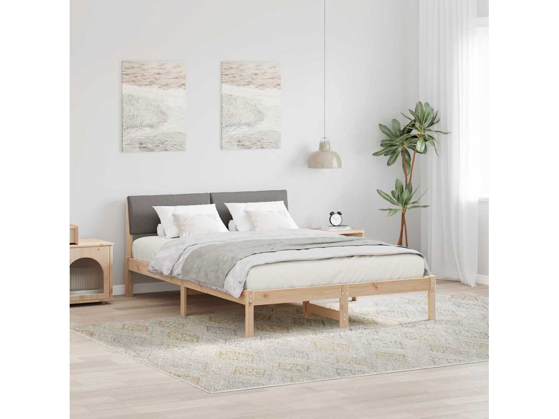 Vidaxl Estrutura Da Cama Com Cabeceira Marrom E Taupe 135 X 190 Cm