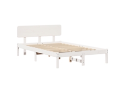 Conjunto 1 Estrutura De Cama De Madeira Vidaxl Branco Madeira De Pinho Maciça (120 X 200 Cm)
