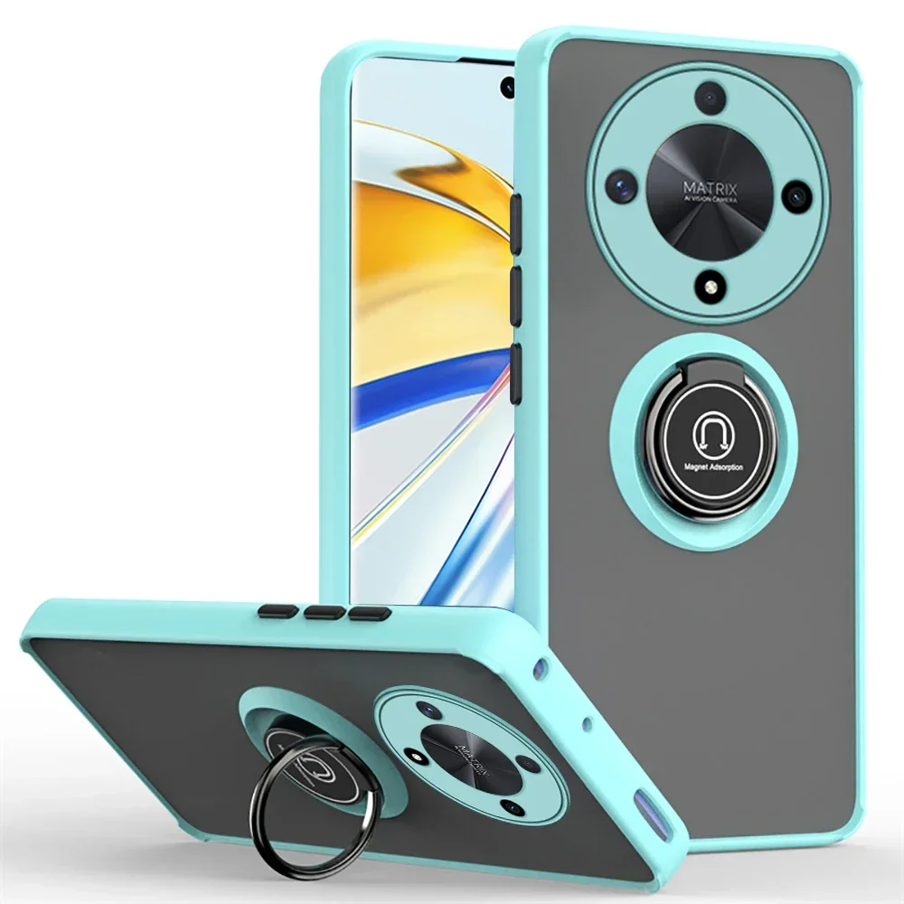 (azul Celeste, Honor Magic4 Lite) Capa Protetora Magnética Fosca Para Carro, Resistente A Impactos E Quedas, Com Revestimento Rígido E Durável.