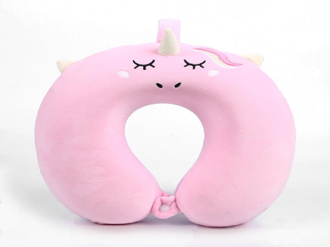 Lurelia Almofada Viagem, Espuma Viscoelástica, Ergonómica, Lavável, Removível, 12v Carro, Presente, Infantil, Avião, Rosa Variante 02