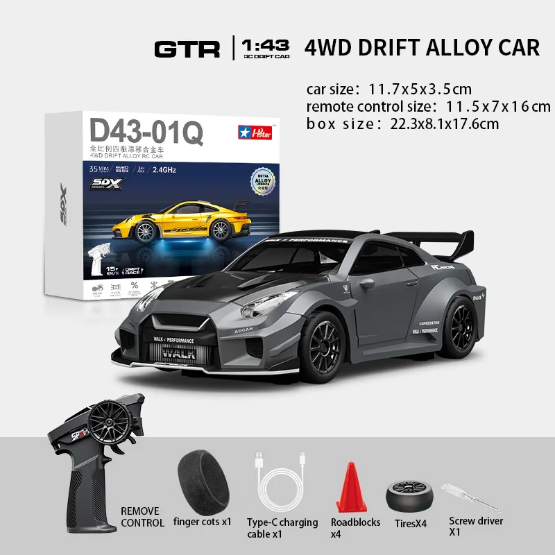 Carro De Drift Controlado Remotamente, Equipado Com Giroscópio Esp, Controle Proporcional Completo, Tração Nas Quatro Rodas E Carroceria De Metal.