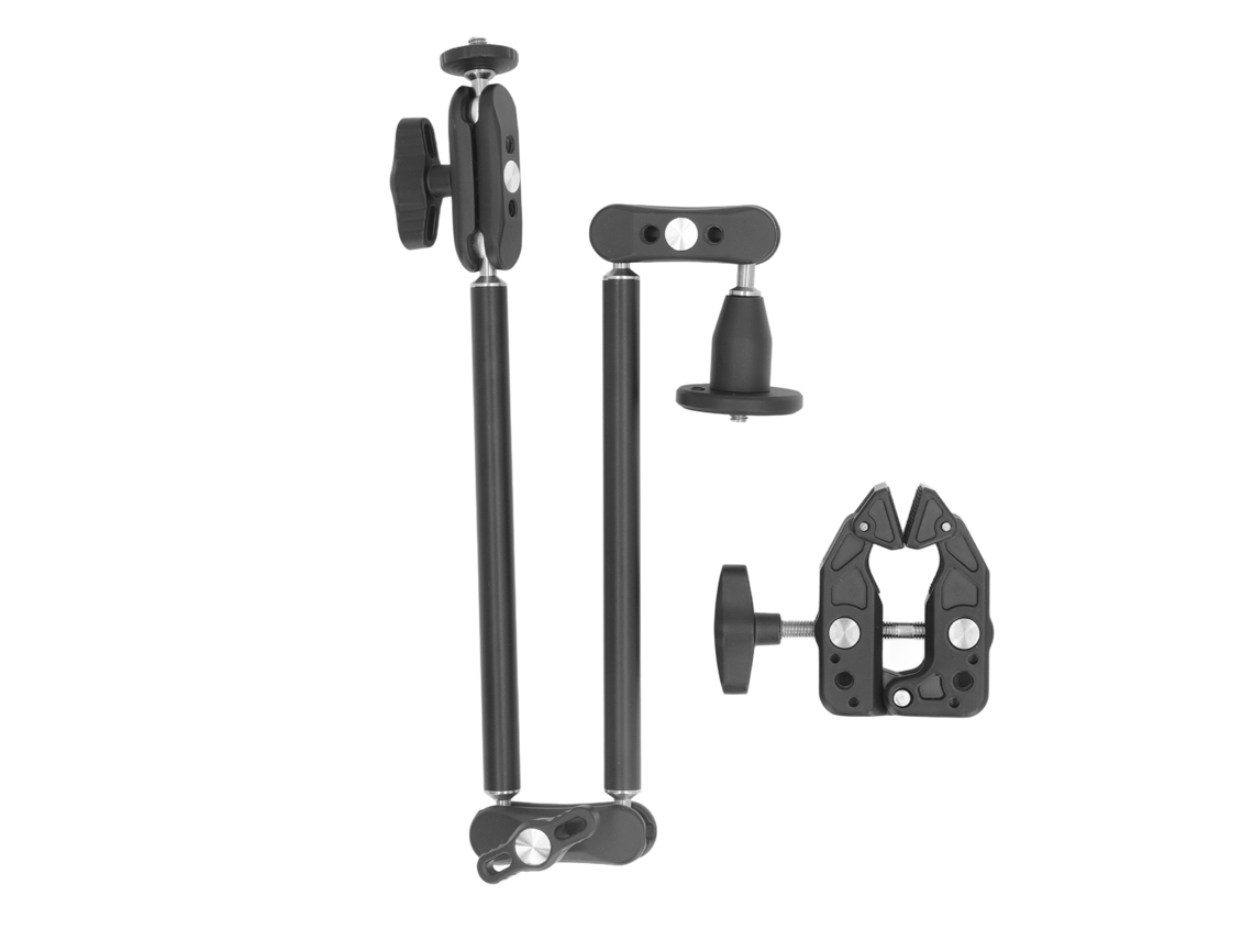 Brazo Articulado Ajustável 2 Seções 360° Para Telefone Câmera Microfone Monitor Vlogging Com Parafusos 1/4in 3/8in