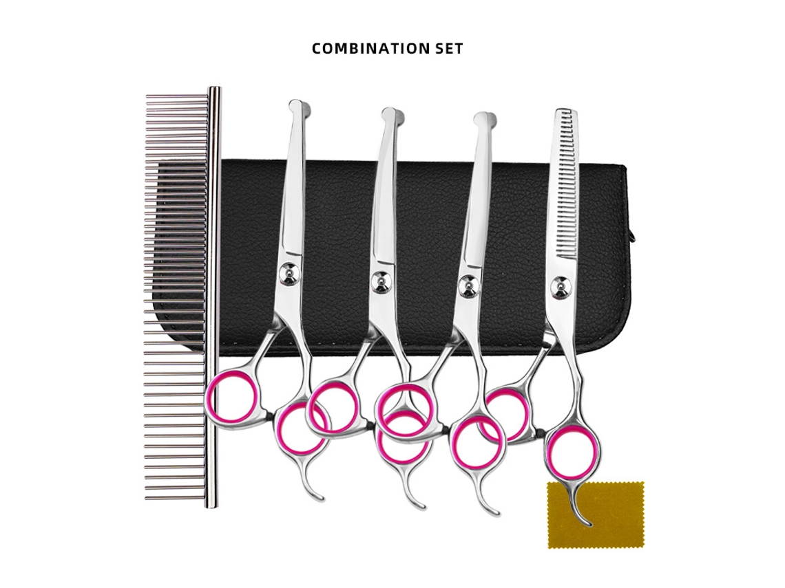 Kit De Tesoura De Corte Cabelo, 7pcs Ferramenta Profissional Para Corte De Cabelo, Para Cabeleireiros Ou Uso Doméstico (rosa) Cuich
