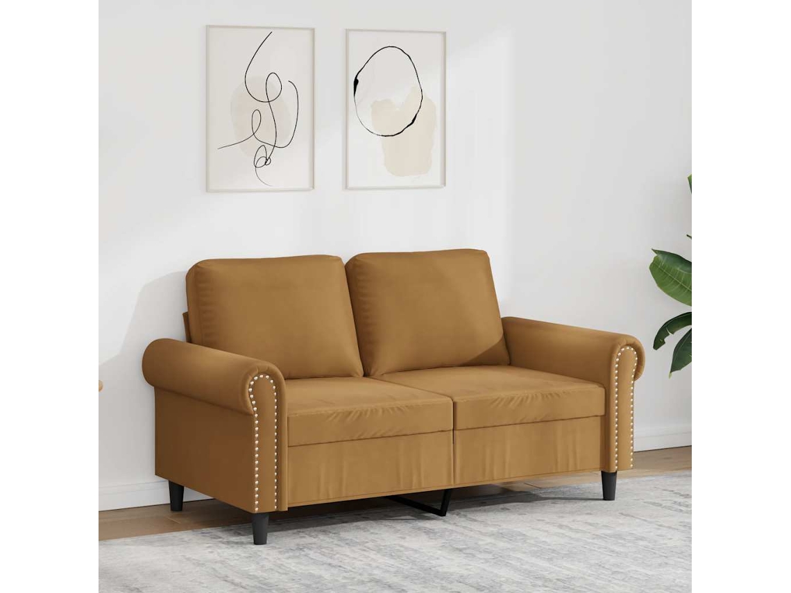 Vidaxl Sofá De 2 Lugares Veludo 120 Cm Castanho