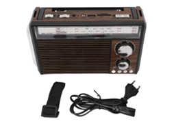 Rádio Mali Vintage com Antena Telescópica, FM, AM, SW, MP3, Bluetooth, Lanterna, Plug EU 220V