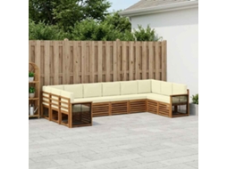 Vidaxl Conjunto De Sofá Sectional Com Almofada 7 Pcs Natural E Creme