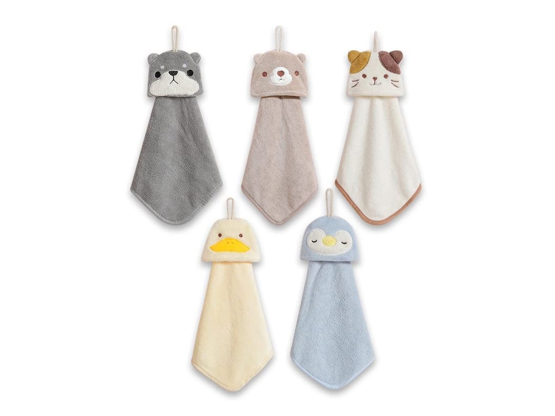 2026-toallas De Mano Bonitas Com Loop De Encolamento, Toallas De Banho Animais Para Crianças (5pcs)