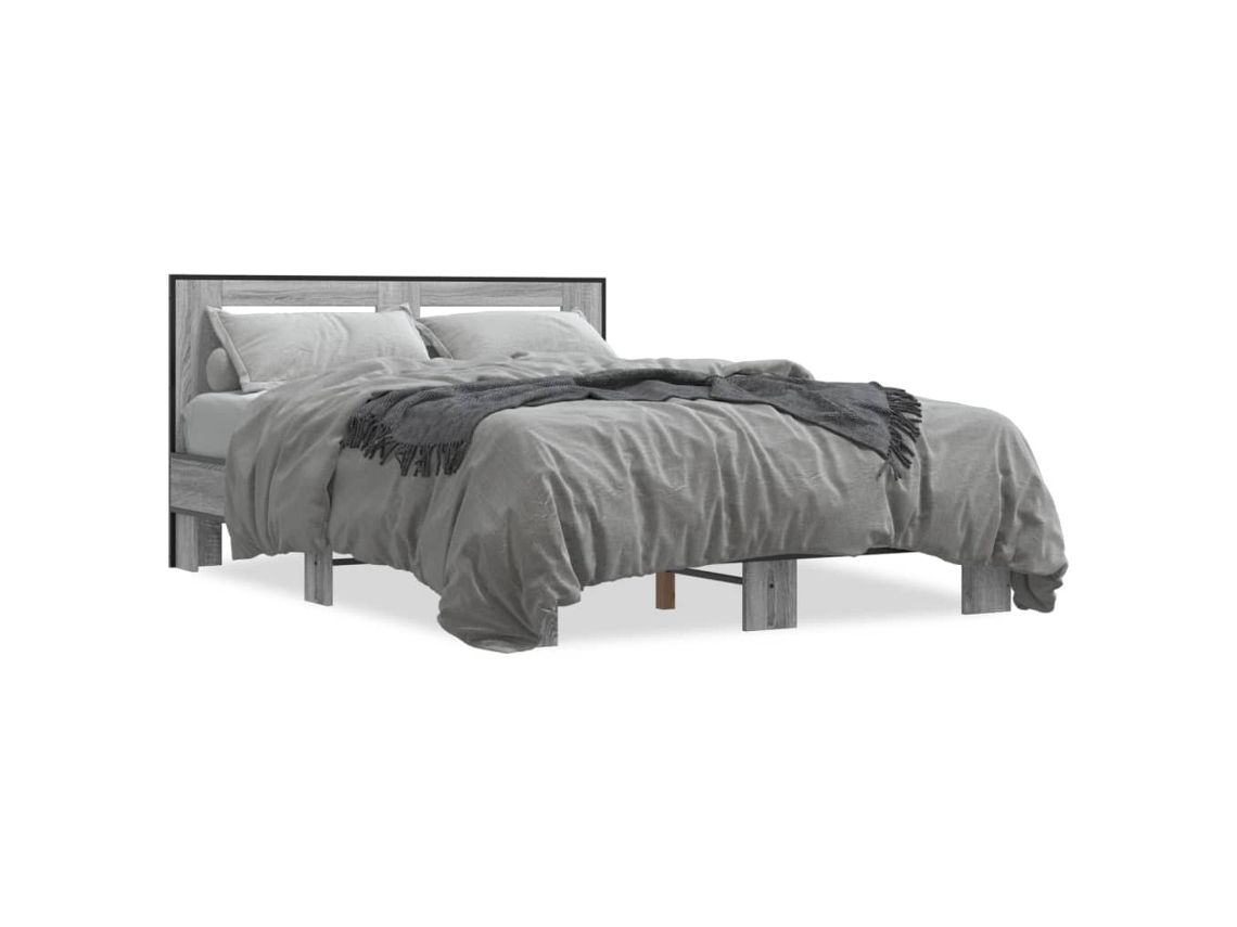 Bed Frame, Bed Frames Vidaxl Cinzeto Madeira Processada (140 X 200 Cm)