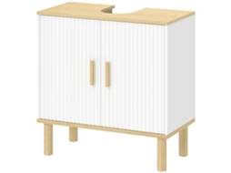 Armário Sob Pia 60x30x61 Cm (prateleira Ajustável, Portas Caneladas, Branco)