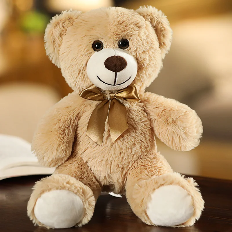 Lindo e Adorável Urso de Pelúcia Colorido de Desenho Animado com Laço. MDUG (marrom, 35 Cm)