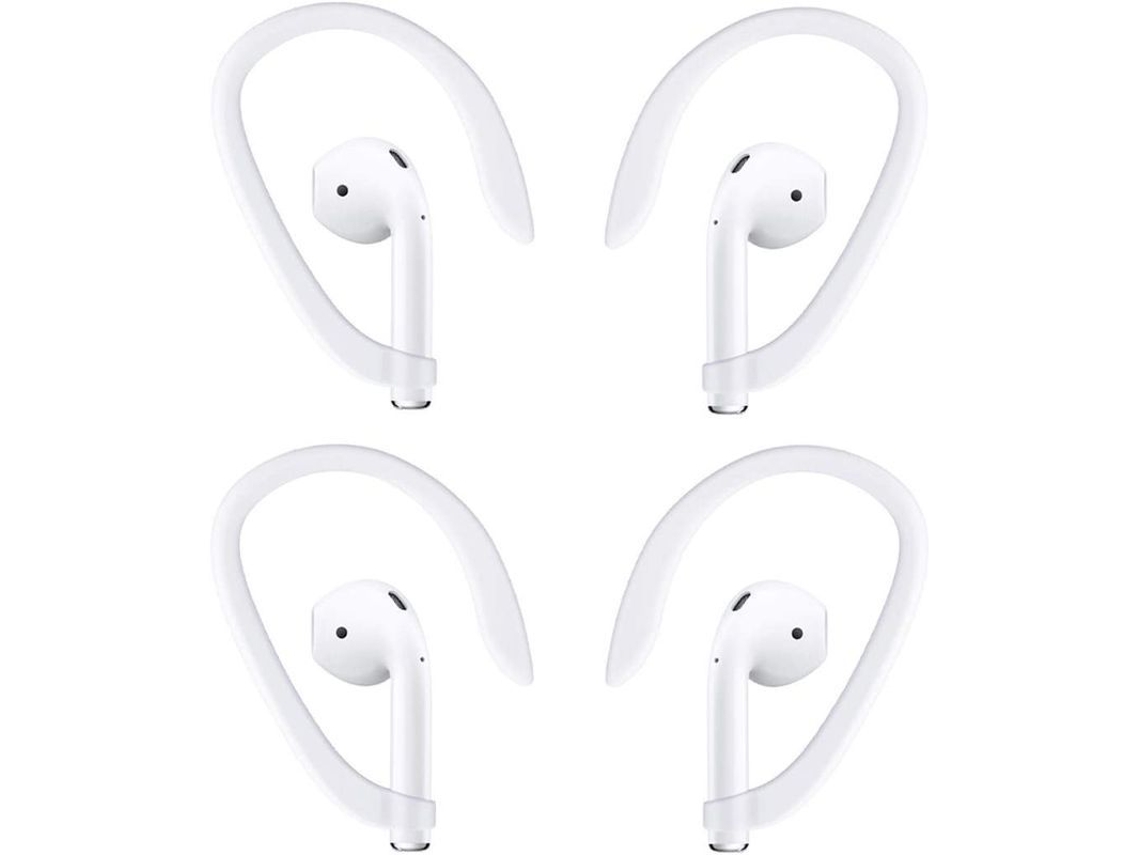 2 pares de Earhooks YURU, compatíveis com Airpods, esportivos, para corrida, caminhada, ciclismo, academia, branco