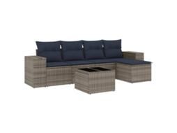 Conjunto de Sofá de Jardim, 6 Peças, Almofadas, Rattan Cinza MAISON EXCLUSIVE