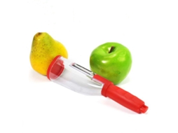 Descascador de Frutas e Legumes com Recipiente, Feito de Aço Inoxidável e Plástico Pp. MDUG (vermelho)