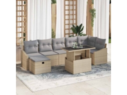 Vidaxl Conjunto De Sofá De Jardim 8 Unid. Bege Vime Pe