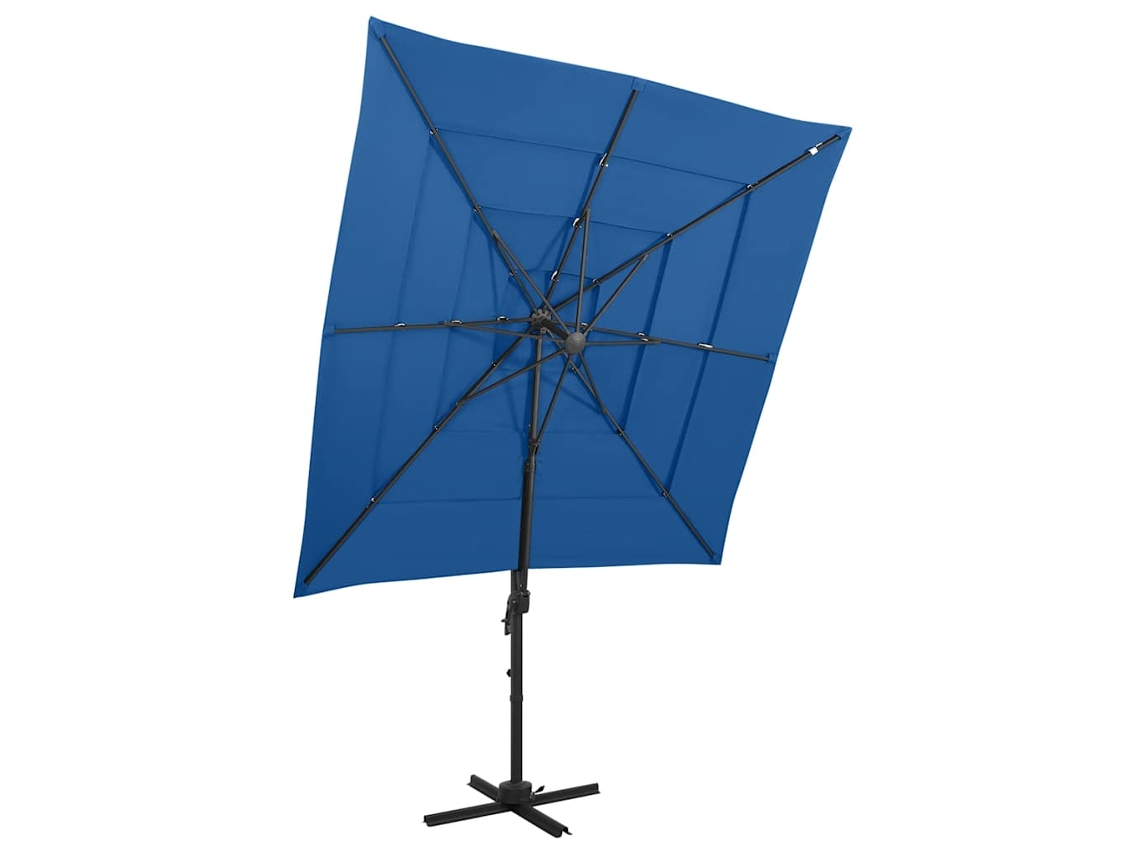 Vidaxl Guarda-sol 4 Camadas Com Poste Alumínio 250x250 Cm Azul Ciano