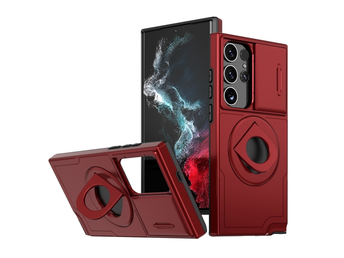 Capa Zruxe Compativel Com Samsung Galaxy S22 Ultra 5g (camshield Magsafe Ring Holder Armor - Vermelho)