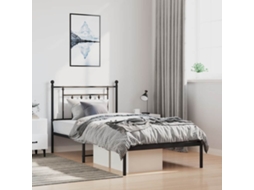 Vidaxl Estrutura de Cama com Cabeceira 100x190 Cm Metal Preto