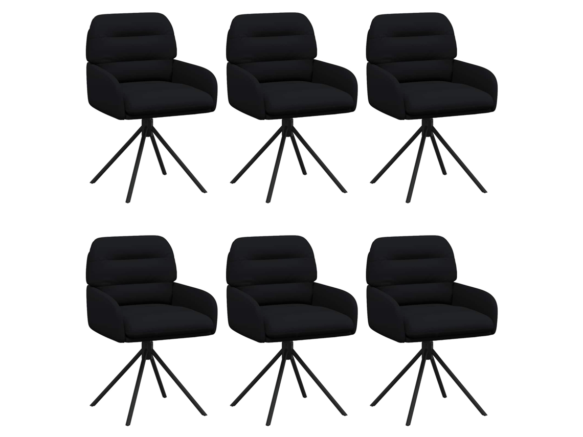 Conjunto 6 Cadeira De Jantar Giratória Vidaxl Preto Couro Sintético (59 X 59,5 X 90 Cm)