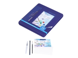 Conjunto de tinta aquarela infantil com 12/18 cores, secagem rápida, difusão uniforme e material seguro.