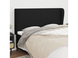 Vidaxl Cabeceira De Cama C/ Abas Tecido 203x23x118/128 Cm Preto